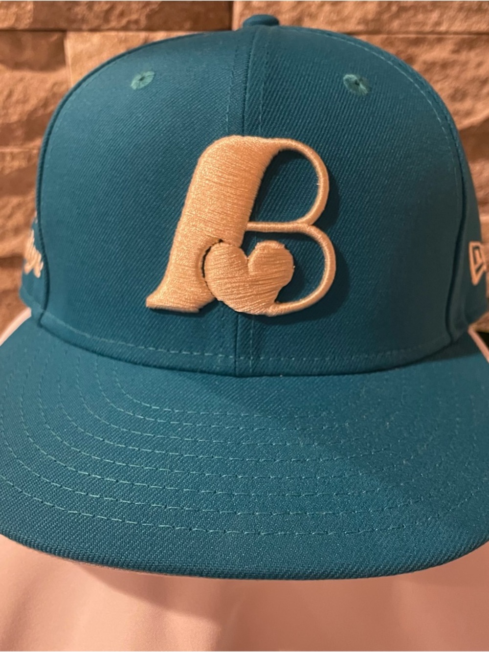 New Era mens Teal Cap with Cream 'B' Accent